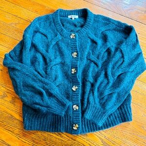 Madewell Cozy Teal Button-Up Sweater
